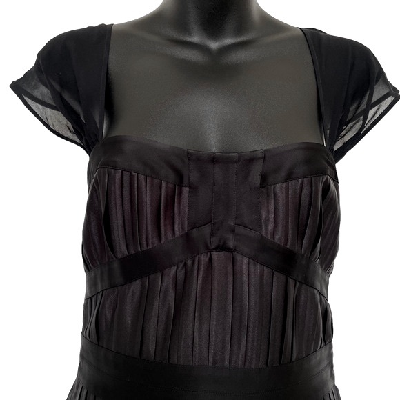 La Perla Black Silk Blend Accordion Pleated Cocktail Evening Gown Size 42 (US 6) - Picture 9 of 15